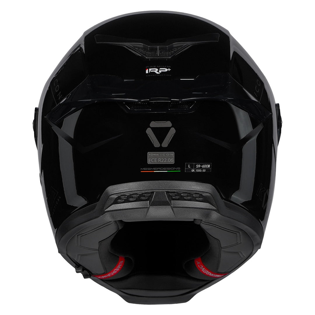 KORDA ICON  SOLID GLOSS BLACK HELMET (Dual visor)