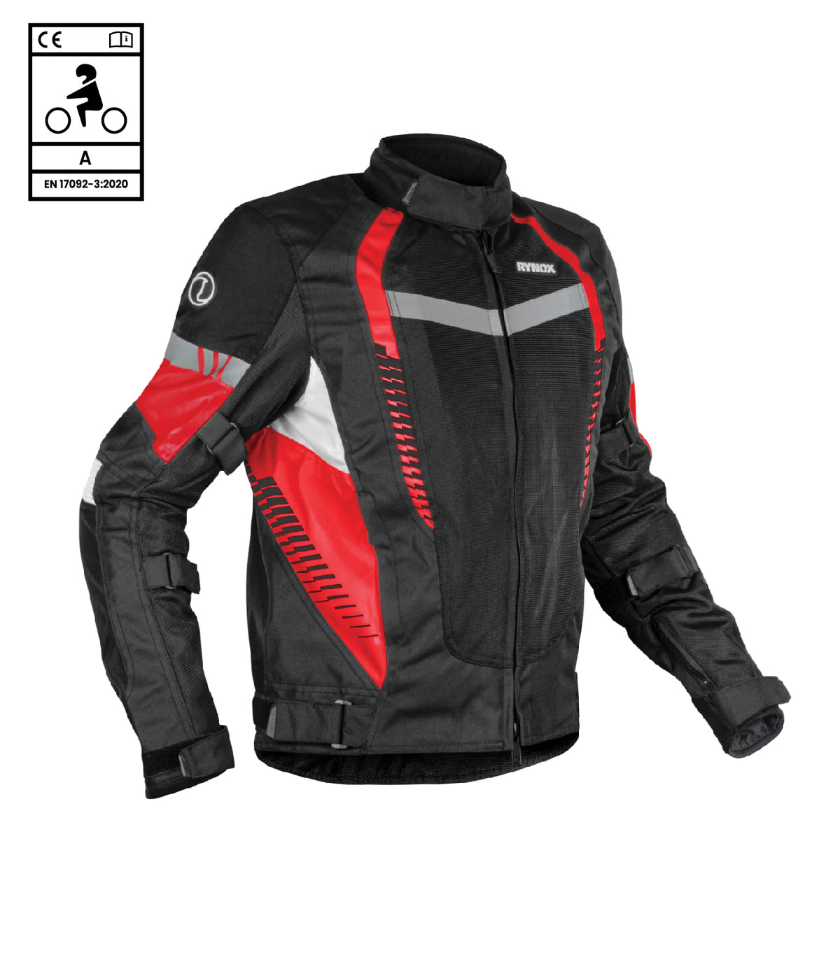 Rynox Tornado Pro 4 Jacket - Ce Certified Class A - BLACK RED