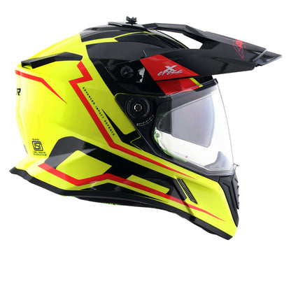 Axor X-Cross Dual Visor FlagsOff Gloss Neon Yellow Black Helmet