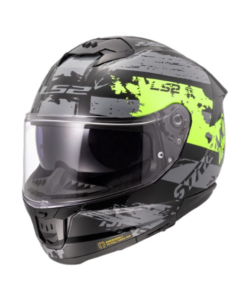 LS2 FF320 STREAM II NOISY GLOSS Black HI VIZ Yellow -06 - AH Helmets