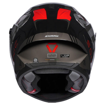 KORDA SONIC GP ZHARK GLOSS BLACK GREY REDW/P HELMET (Dual visor)