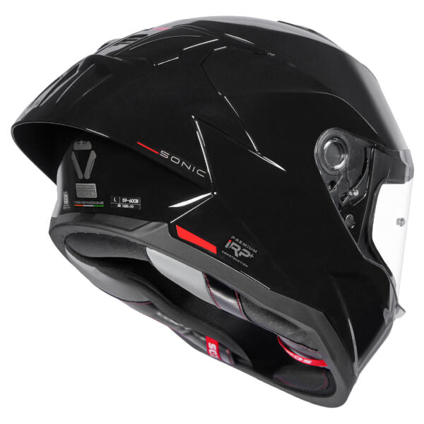 KORDA SONIC GP SOLID GLOSS BLACK W/P HELMET (Dual visor)