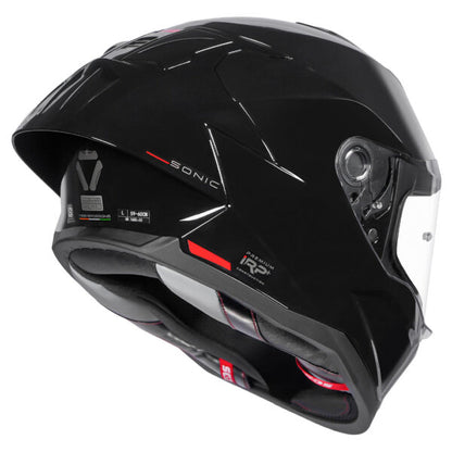 KORDA SONIC GP SOLID GLOSS BLACK W/P HELMET (Dual visor)