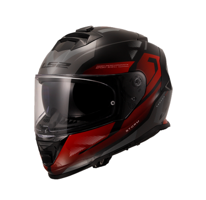 LS2 FF800 Storm II Kronos Gloss Red Grey Helmet (D Ring)