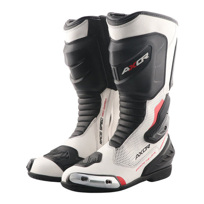 AXOR RACER TEC BLACK WHITE RED RIDING BOOTS