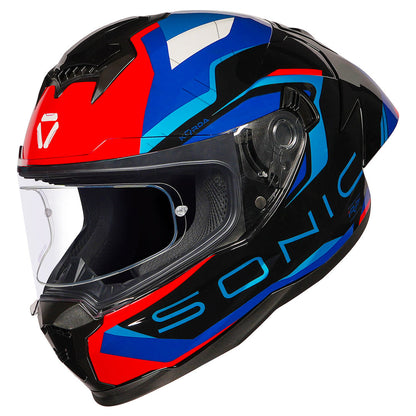 KORDA SONIC GP ROADLION GLOSS BLACK BLUE RED W/P HELMET (Dual visor)