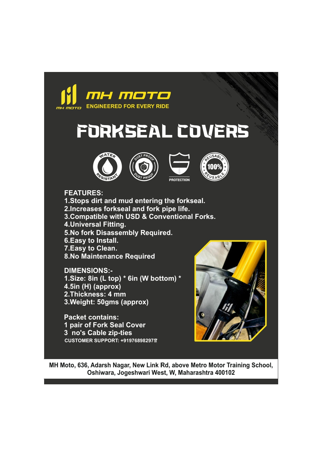 MH MOTO FORK SEAL COVERs - AH Helmets