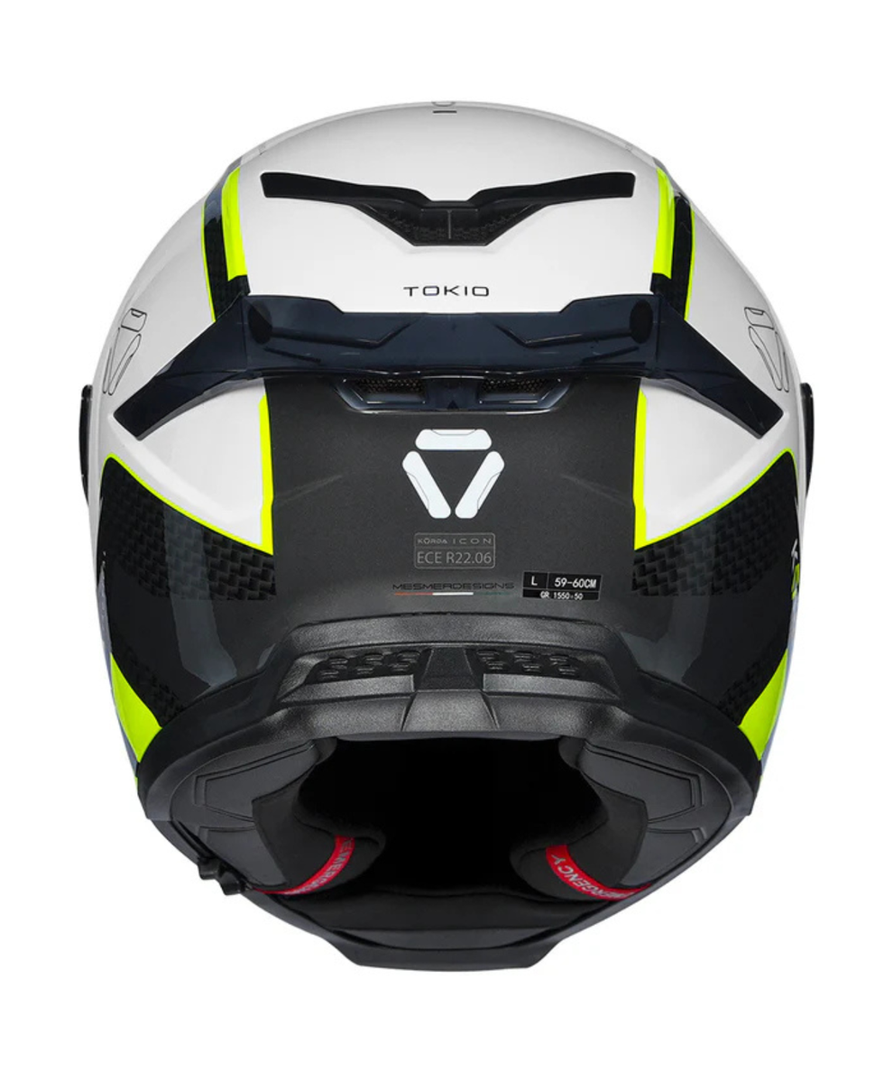 KORDA ICON TOKIO GLOSS WHITE FLO.YELLOW HELMET (Dual visor)