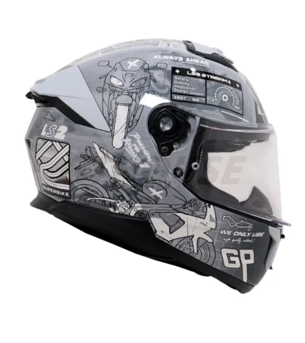 LS2 FF320 STREAM II GP HELMETS -MATT GREY-06