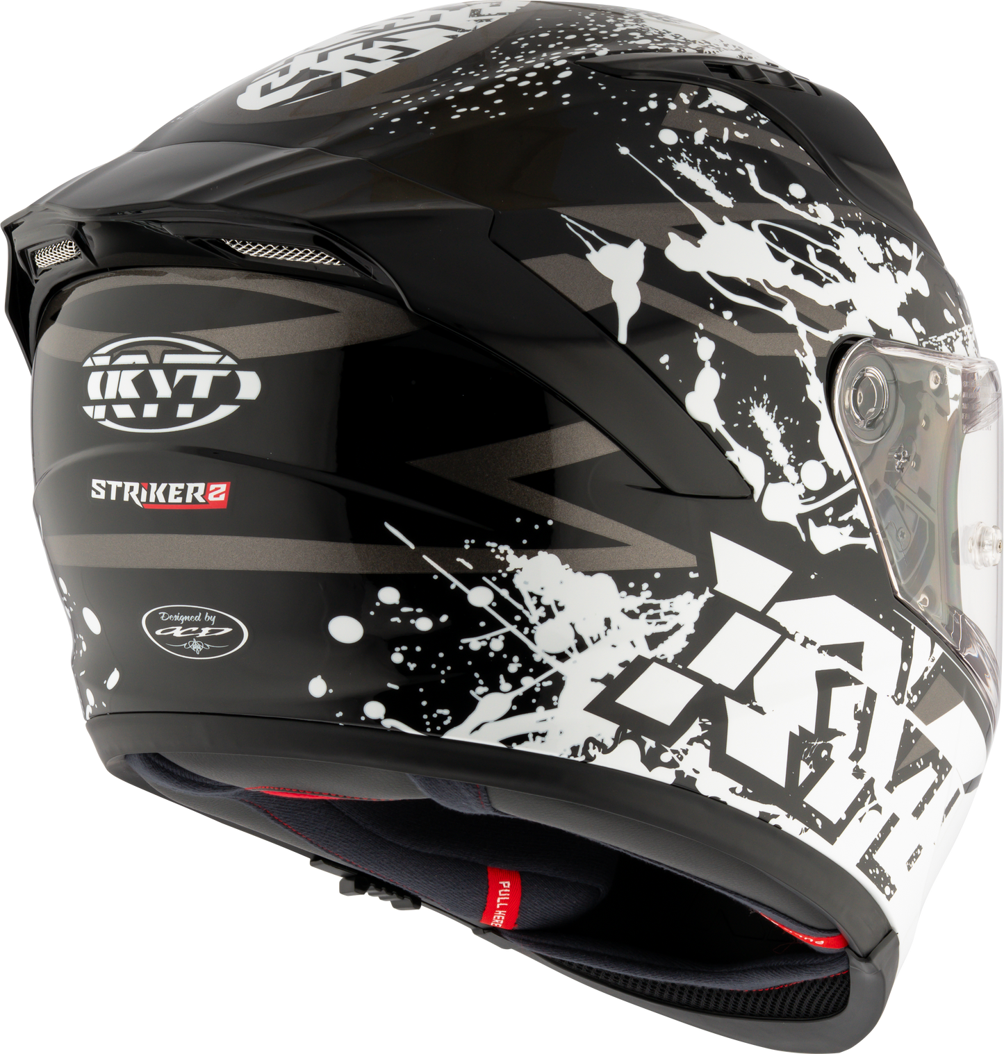 KYT Striker 2V Nutron Gloss Black White Helmets - AH Helmets