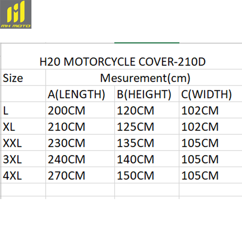 MH H2O WATERPROOF BIKE COVER - 210D
