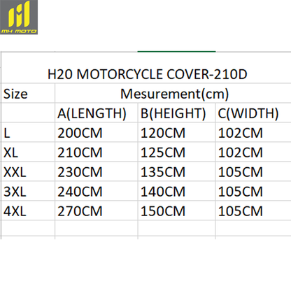 MH H2O WATERPROOF BIKE COVER - 210D