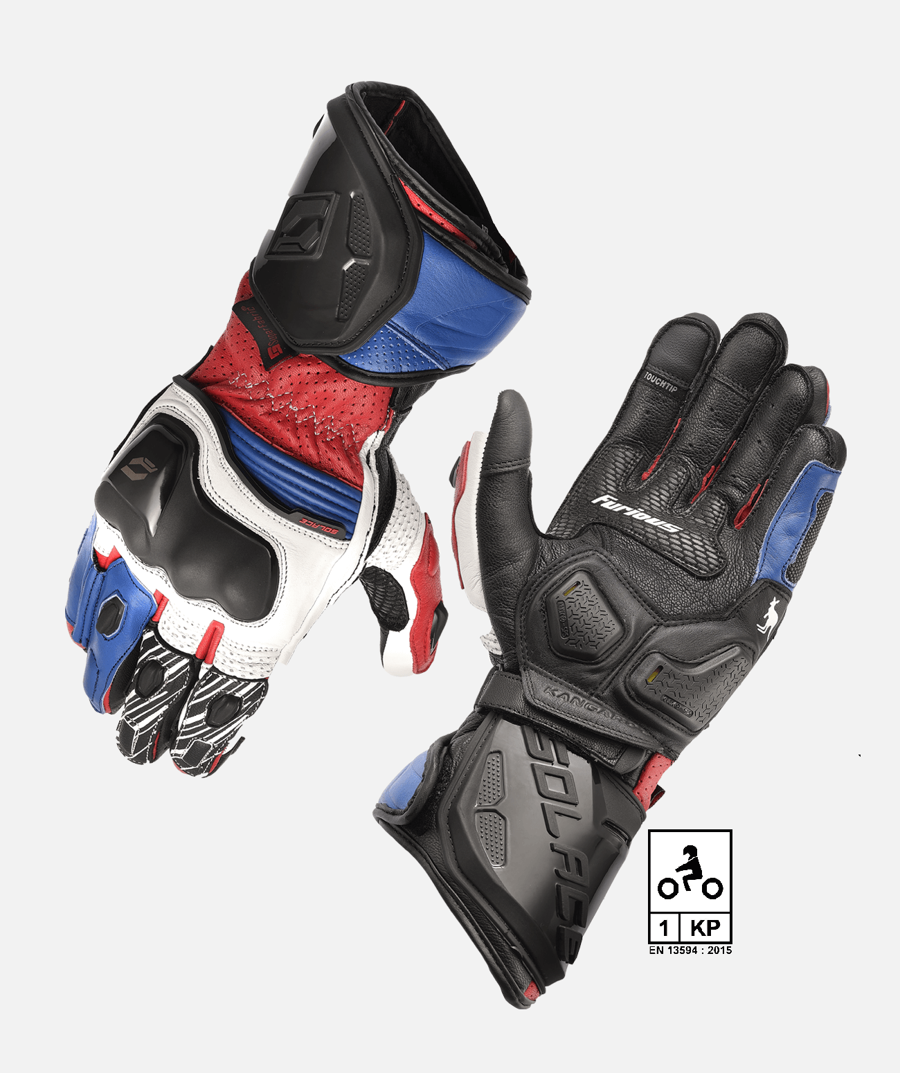 SOLACE FURIOUS CE GLOVES V3 -  WHITE BLUE RED