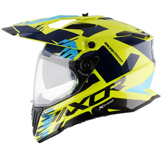 Axor X-Cross X1 Dual Visor Gloss Neon Yellow Blue Helmet