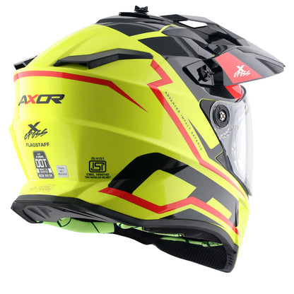 Axor X-Cross Dual Visor FlagsOff Gloss Neon Yellow Black Helmet
