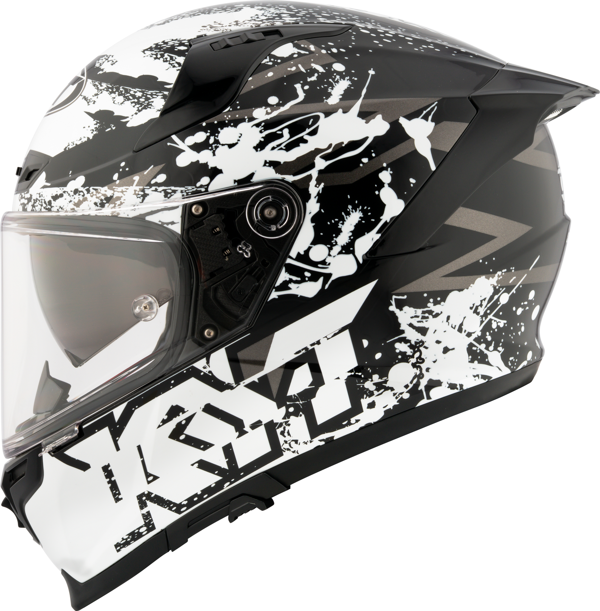 KYT Striker 2V Nutron Gloss Black White Helmets - AH Helmets