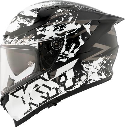 KYT Striker 2V Nutron Gloss Black White Helmets - AH Helmets