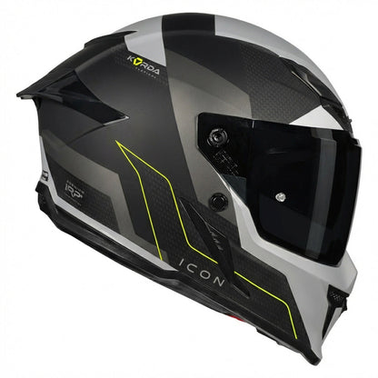 KORDA ICON NYX MATT BLACK GREY HELMET (Dual visor)