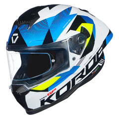 KORDA SONIC GP BRAVE GLOSS WHITE  FLO YELLOW  W/P HELMET (Dual visor)