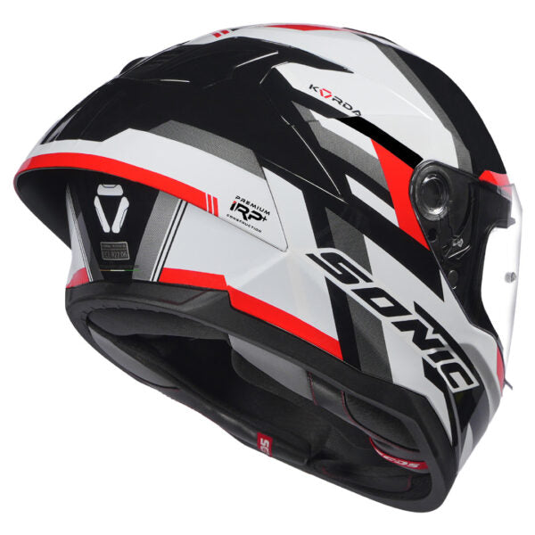 KORDA SONIC GP MOZE GLOSS WHITE RED  W/P HELMET (Dual visor)