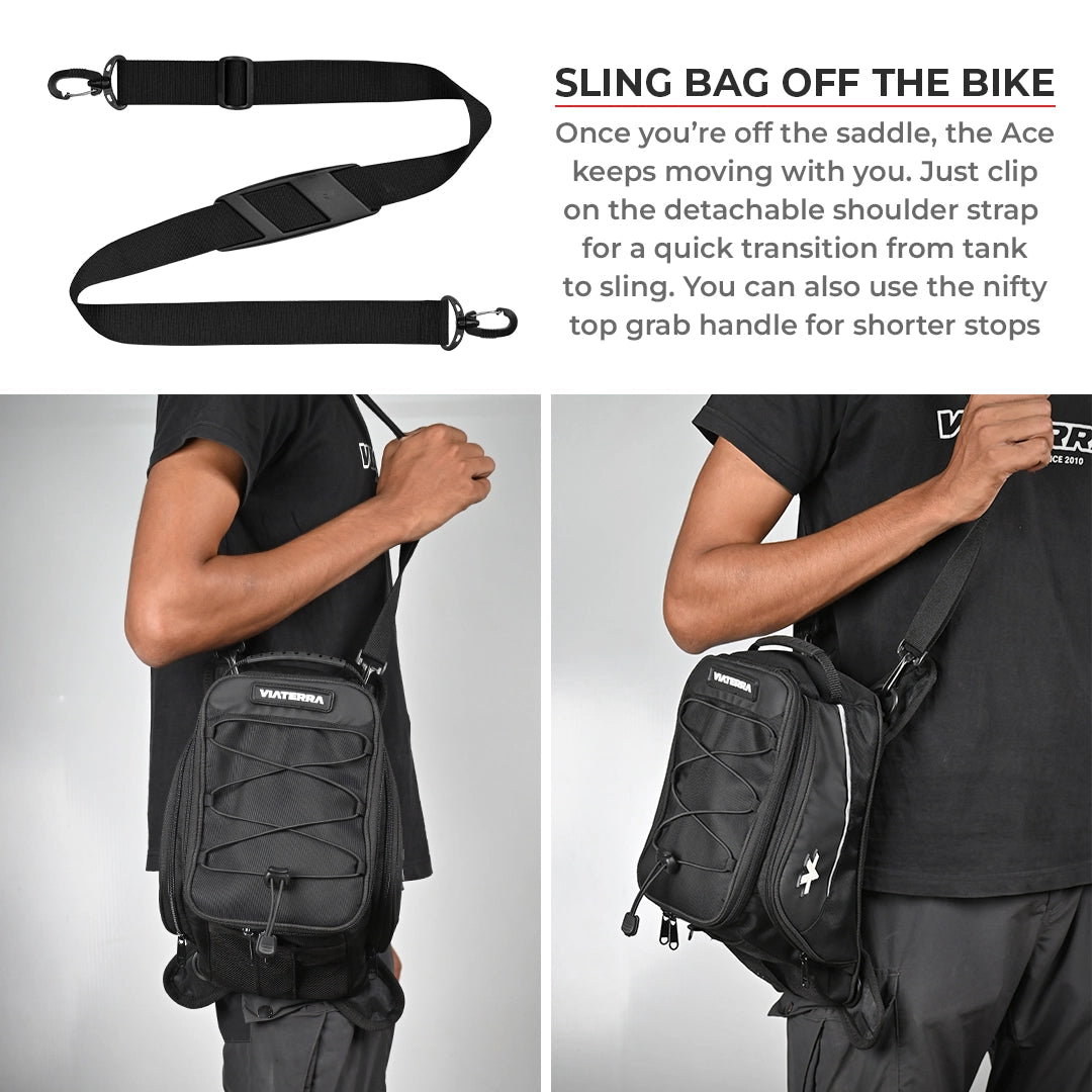 VIATERRA ACE UNIVERSAL MOTORCYCLE TANK BAG (STRAP BASED)