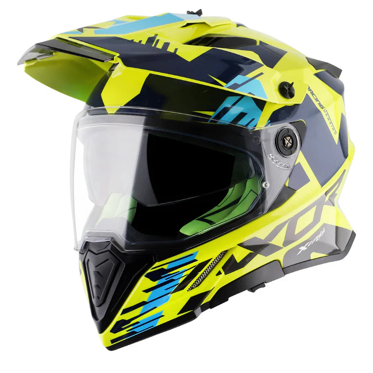 Axor X-Cross X1 Dual Visor Gloss Neon Yellow Blue Helmet
