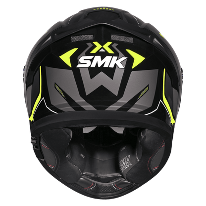 SMK Typhoon Azonix Gloss Black Hiviz yellow Helmet (MA264) ECE 22-06
