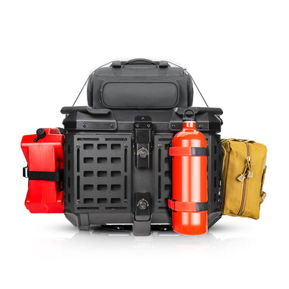 MH MOTO ADVENTURE ALUMINIUM TOP BOX - 45 Ltrs WITH INTEGRATED  MOLLE EXPANSION SIDE OPNABLE TRAY