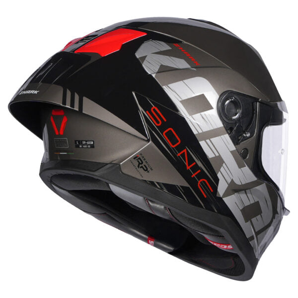 KORDA SONIC GP ZHARK GLOSS BLACK GREY REDW/P HELMET (Dual visor)