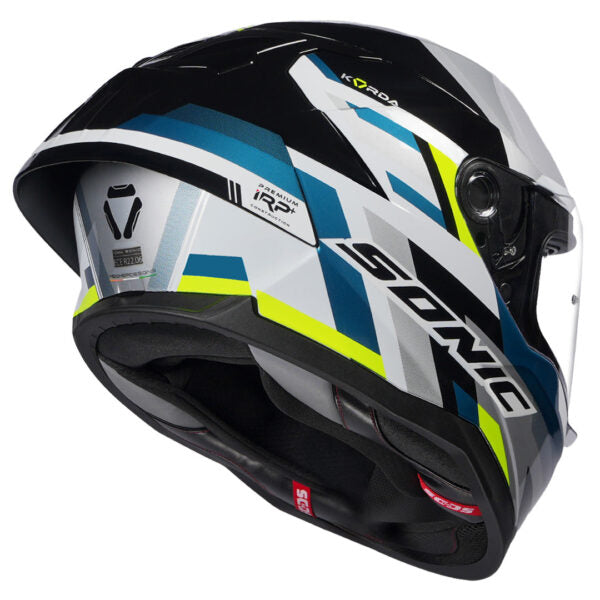 KORDA SONIC GP MOZE GLOSS GREY FLO YELLOW  W/P HELMET (Dual visor)