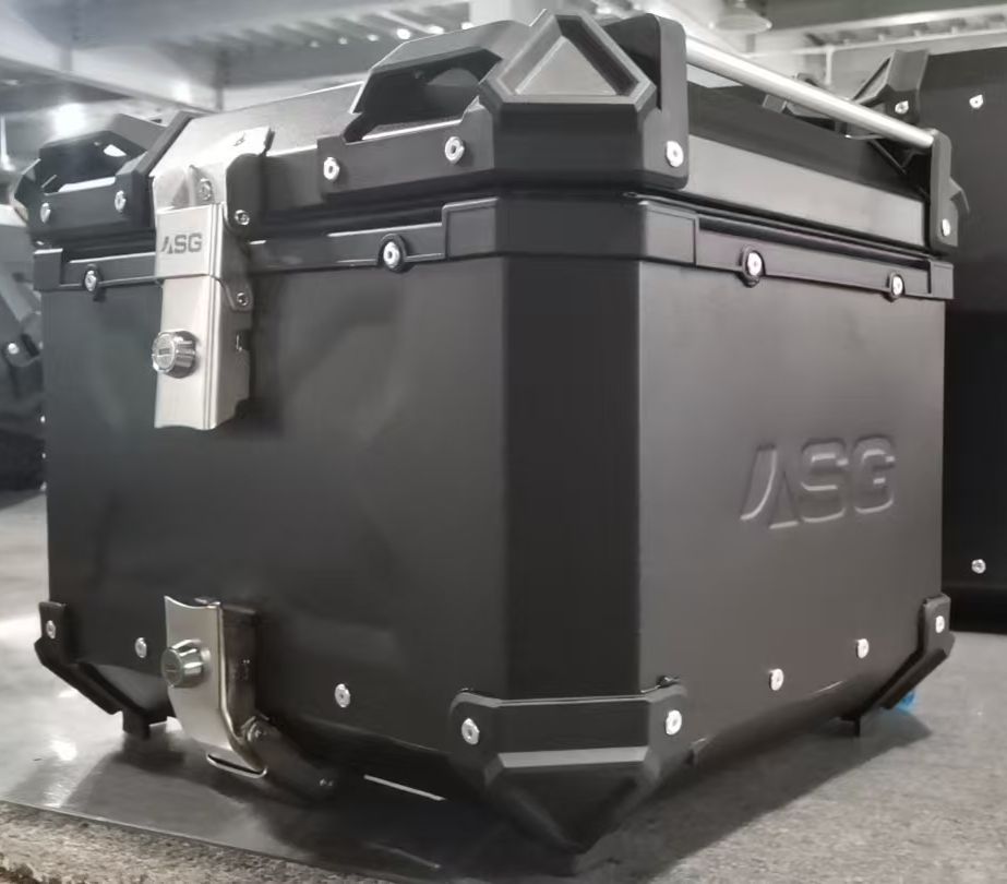 ASG SG-45 ALUMINIUM MOTORCYCLE TOPBOX  BLACK  (45Liters) With Backrest