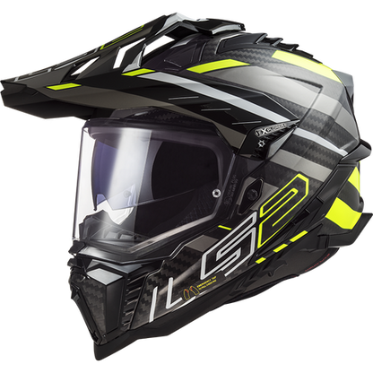 LS2 MX701 EXPLORER Carbon EDGE Gloss Black HIVIZ YELLOW  Helmet