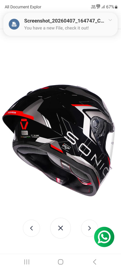 KORDA SONIC GP ROADLION GLOSS BLACK RED W/P HELMET (Dual visor)