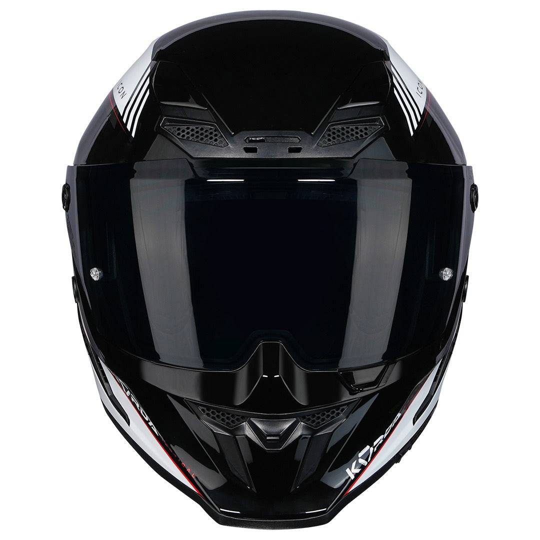 KORDA ICON NERO GLOSS  WHITE RED HELMET (Dual visor)