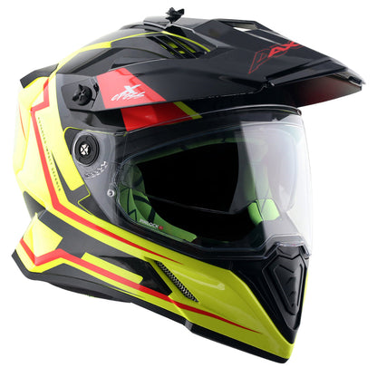 Axor X-Cross Dual Visor FlagsOff Gloss Neon Yellow Black Helmet