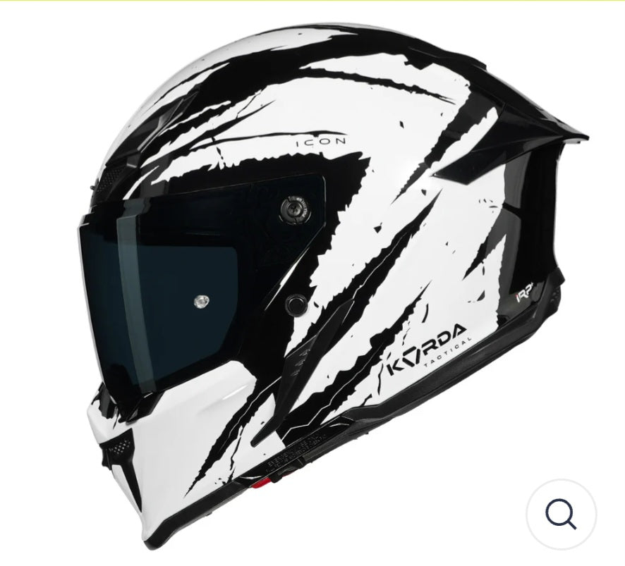 KORDA ICON FALLOUT GLOSS WHITE HELMET(Dual visor)