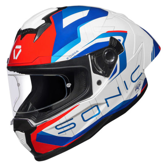 KORDA SONIC GP ROADLION GLOSS BLUE RED W/P HELMET (Dual visor)