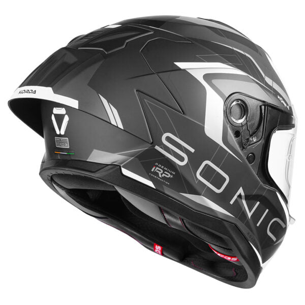 KORDA SONIC GP ROADLION MATT BLACK GREY W/P HELMET (Dual visor)