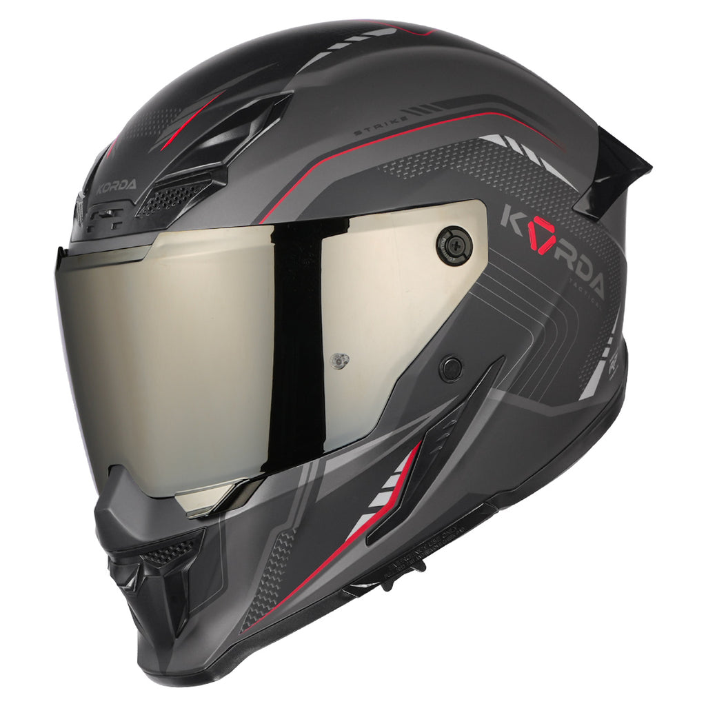 KORDA ICON STRIKE MATT RED HELMET(DUAL VISOR)With Free Smoke Visor
