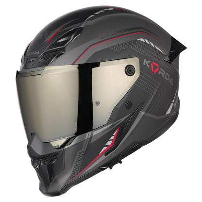 KORDA ICON STRIKE MATT RED HELMET(DUAL VISOR)With Free Smoke Visor