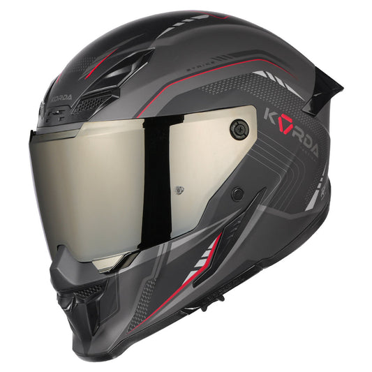 KORDA ICON STRIKE MATT RED HELMET(DUAL VISOR)With Free Smoke Visor