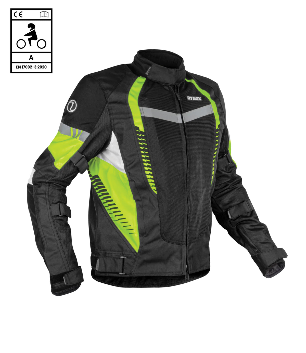 Rynox Tornado Pro 4 Jacket - Ce Certified Class A - BLACK Hi-Viz