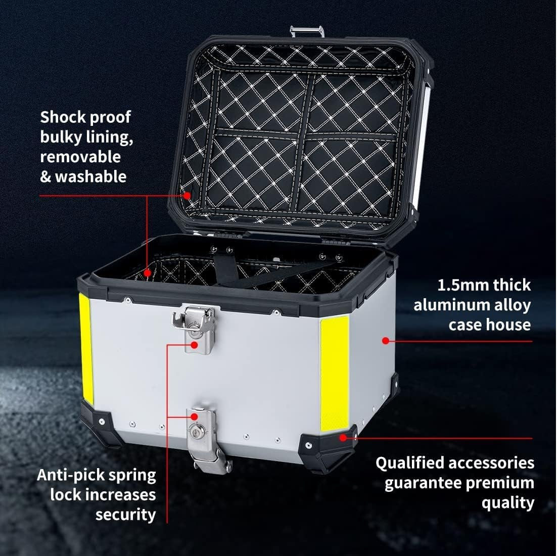 MH Moto Aluminium 45L Top box With Backrest