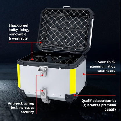 MH Moto Aluminium 45L Top box With Backrest