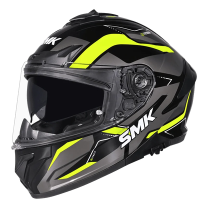 SMK Typhoon Azonix Gloss Black Hiviz yellow Helmet (MA264) ECE 22-06