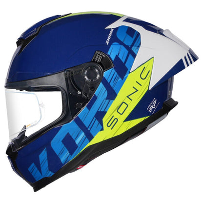 KORDA SONIC GP ZHARK GLOSS  WHITE BLUE W/P HELMET (Dual visor)