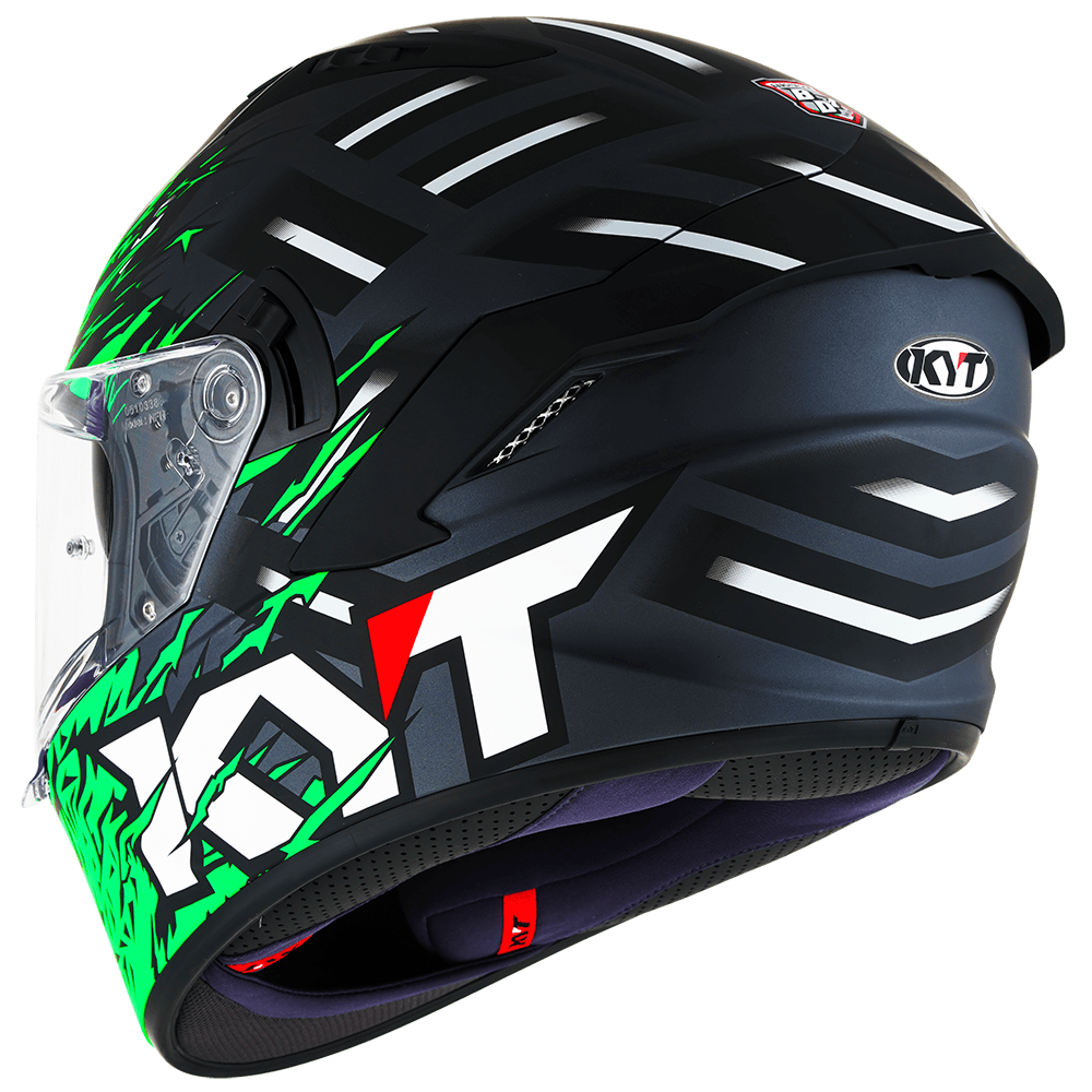 KYT Striker 2V FLAMING ANTHRACITE GREEN Helmet - AH Helmets