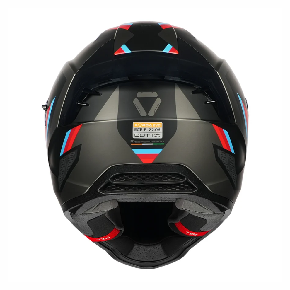 KORDA EVO ORCUS HELMET- MATT GREY  BLUE RED