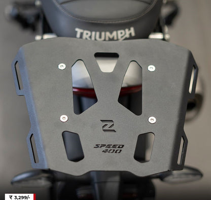 ZANA TOP RACK ALUMINIUM PLATE T-1 BLACK FOR TRIUMPH SPEED 400 - AH Helmets