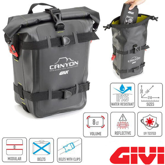 GIVI CARGO MULTIFUNCTIONAL - CRASH BAR DRY BAG CANYON-8 LTR (GRT 722)